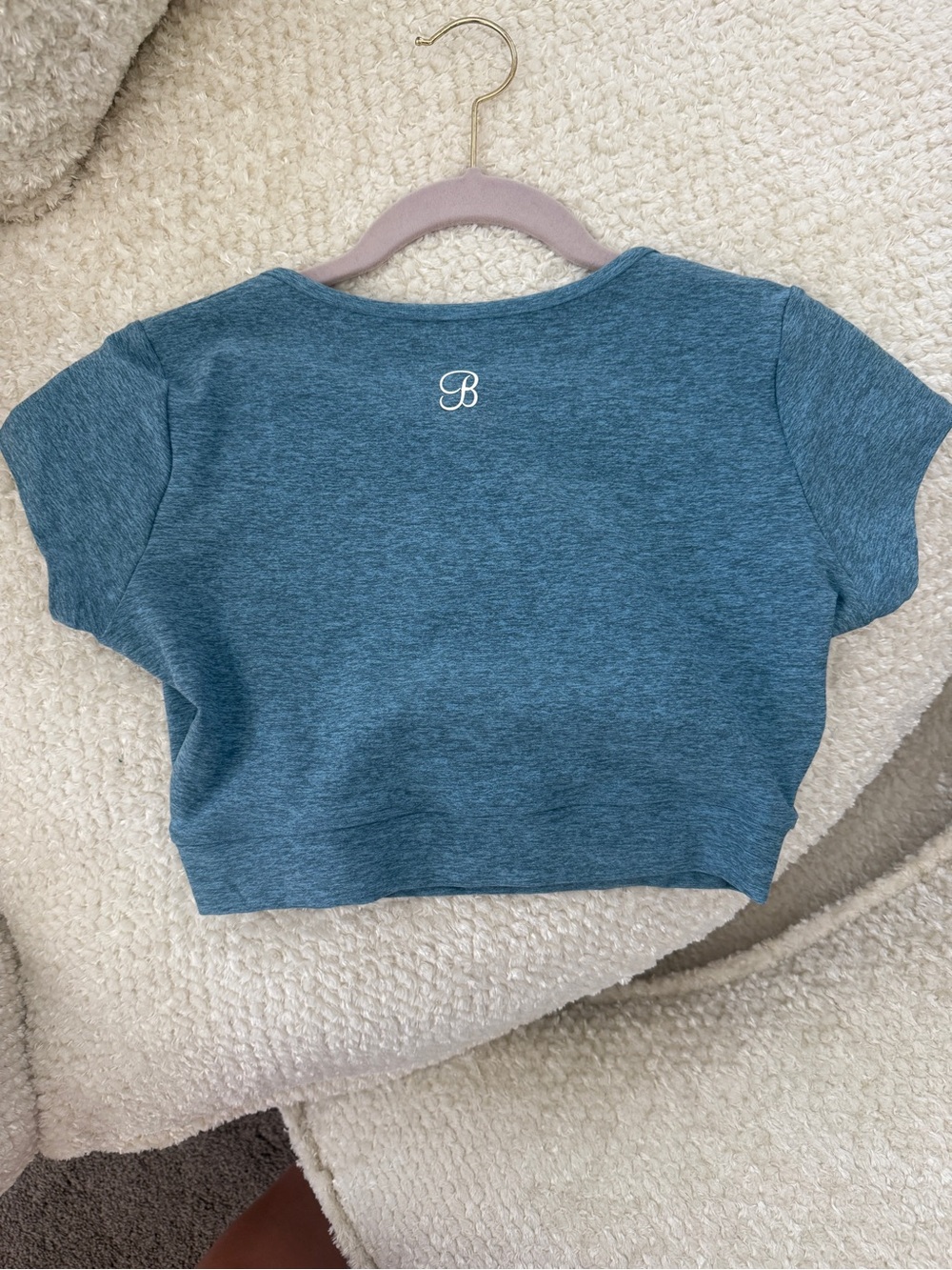 Bombshell Sportswear Teal Heather Crop Henley - Picture 2 of 3